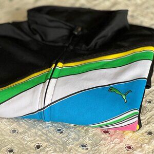 Puma Sportlifestyle Track Jacket Black Multi Color Chevron Stripe Large Retro